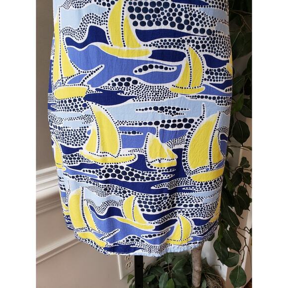 Crown & Ivy Sheath Dress Womens PS Multi Sailboat Print Sleeveless Ruffled Neck - Picture 7 of 11